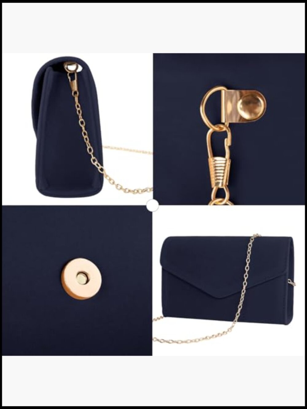 Faux Suede Clutch Purse Evening Party Chain Shoulder Bag Magnetic Closure - Picture 4 of 7